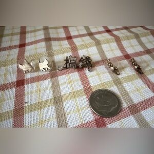 Cute Stud Earrings Lot | Cat, Chinese Character | Mixed Metal